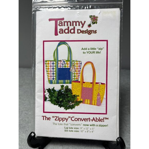 Tammy Tadd Designs "Zippy" Convert-Able Tote Bag Sewing Pattern with Zipper Opti - Picture 1 of 5